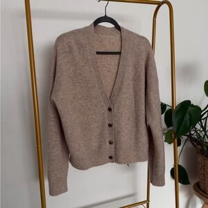 Lululemon alpaca wool-blend Cozy Tan Women's Sweater button down cardigan
